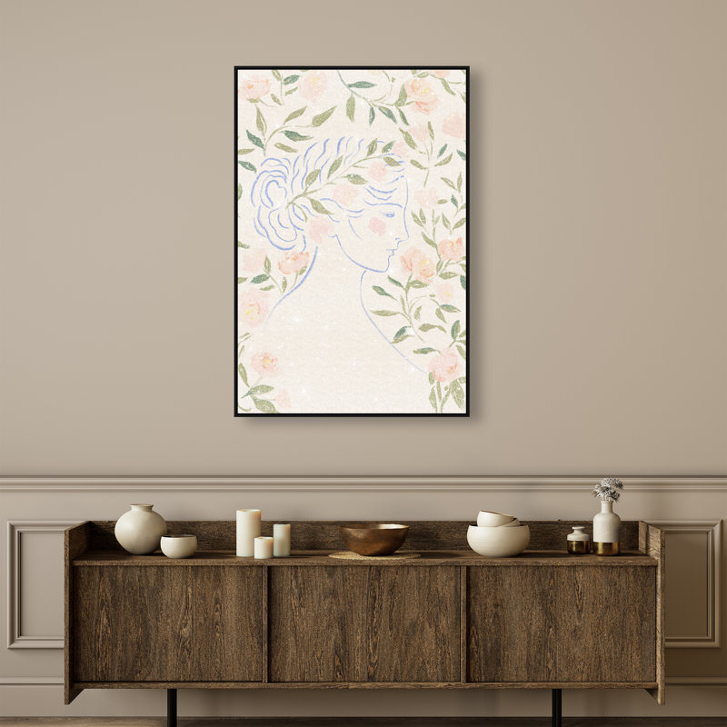 Blooming Hera Print by Oliver Gal, 46"H x 31"W, Black Floater Frame