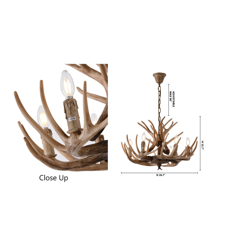 Whitmer 6-Light Antler Chandelier