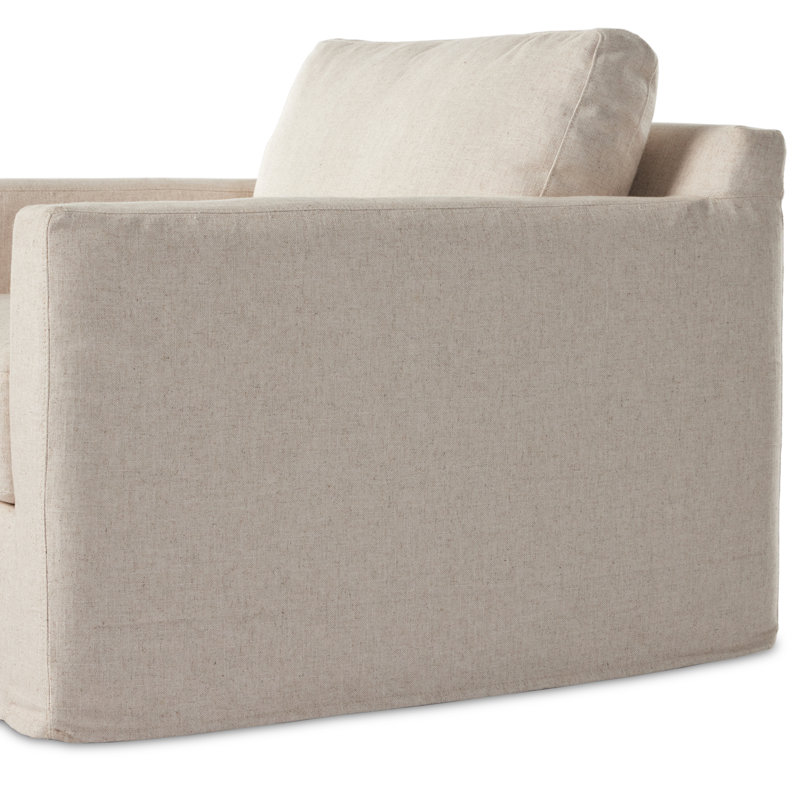 Hampton Slipcovered Swivel Armchair, Evere Cream Rayon / Viscose