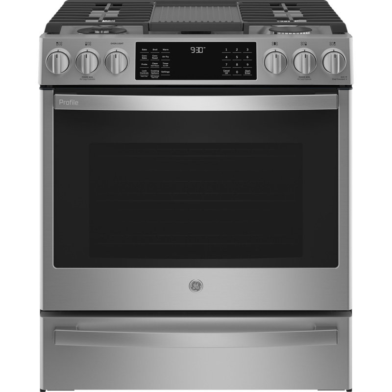 Cuisinière encastrée 30 po à double combustible avec profil en acier inoxydable Ge Profile - Pc2s930ypfs