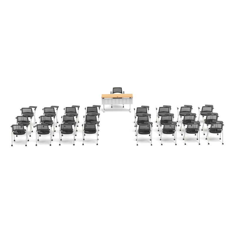 Novelty 25 Person Flip Top 22'' L Modular Training Table And Chair Set and Chair Set with Casters and Modesty Panel