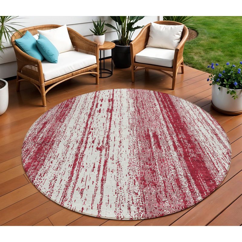 Tapis intérieur lavable rayé 8 pi Merlot And Ivory