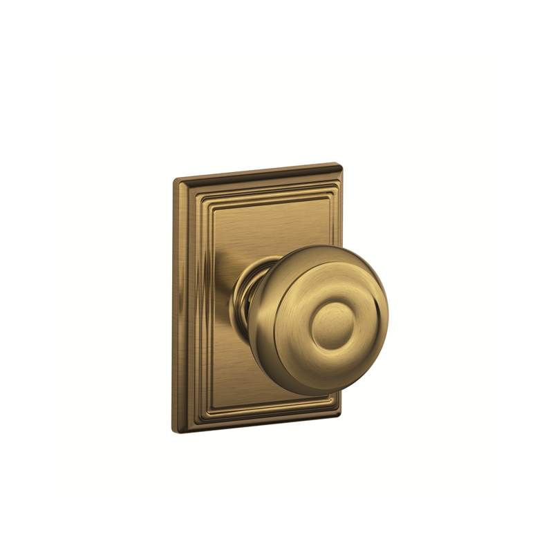 Georgian Inactive Interior Knob Addison Rosette Dummy Entry Set (Exterior Portion Sold Separately), Antique Brass