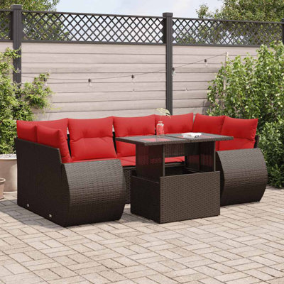 Wicker 6 - Person Garden Lounge Set with Cushions
