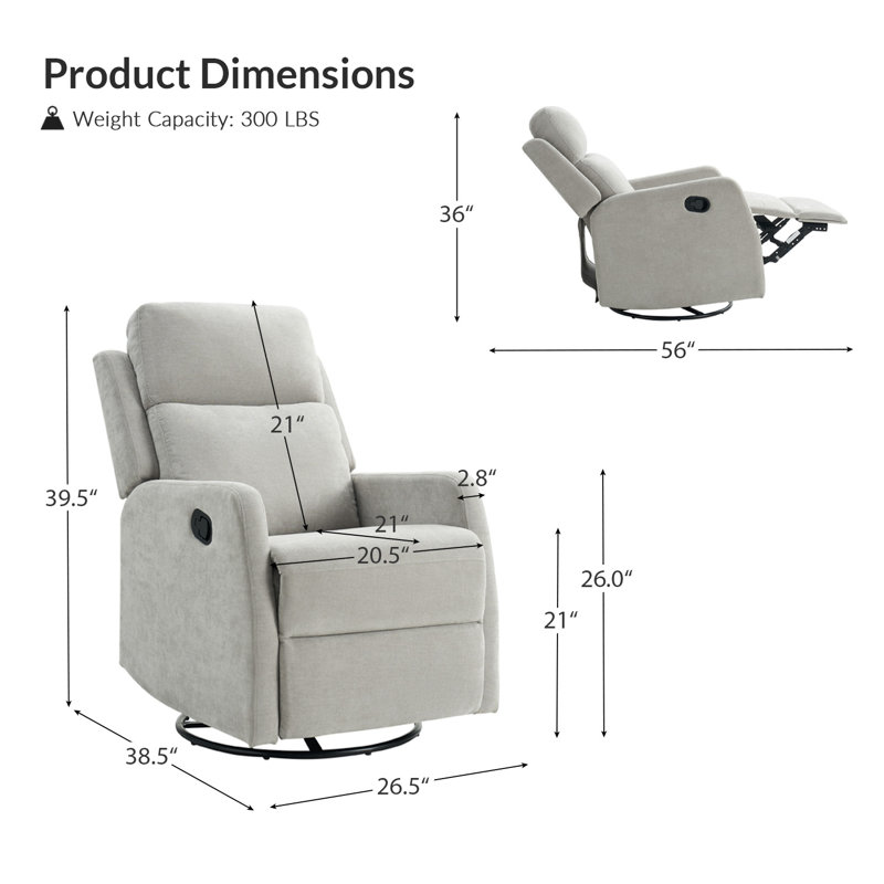 Fauteuil inclinable et pivotant Pancu de 26,5 po Pancu, Gris