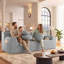 Canapé-lit 71 po, causeuse en velours côtelé avec sièges profonds, canapé 2 places avec 3 coussins et poches latérales pour chambre à coucher, bureau, sans assemblage requis, gris clair-1552734892