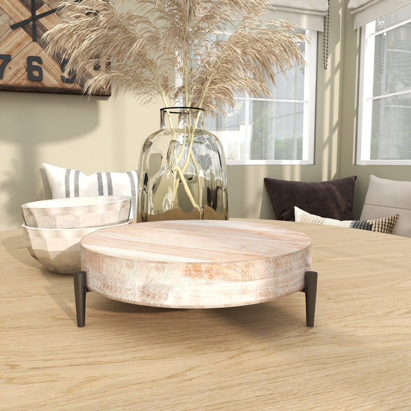 Otley Solid Wood Tray, 4.30" H x 12.50" W x 11.90" D, Black/Wood