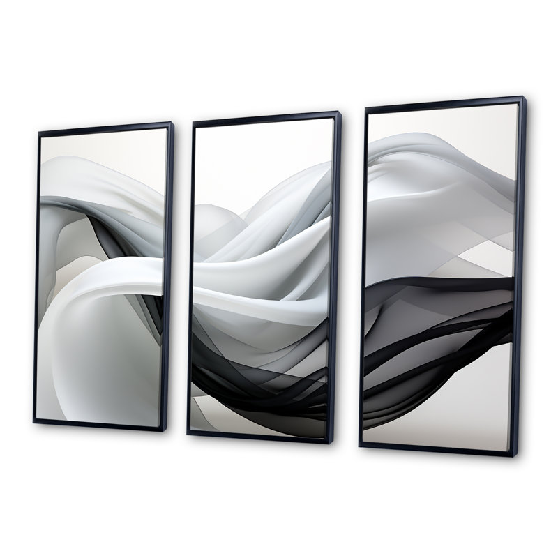 Ensemble d'art mural liquide, Cadre flottant noir, H 32 po x l 48 po x P 1 po