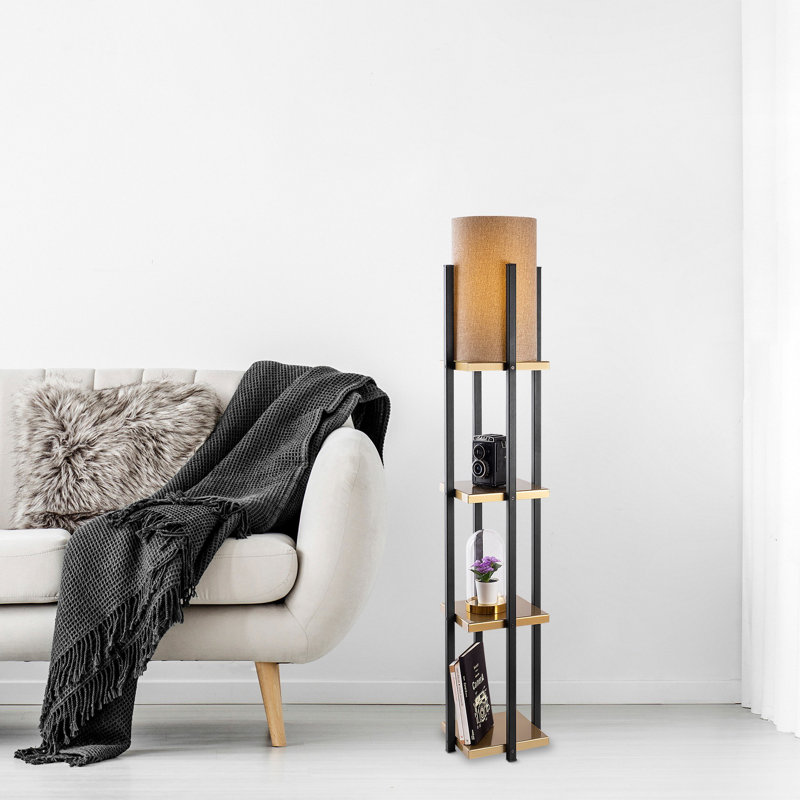 Lampe trépied 66,81 po Cawe, Brun, Or
