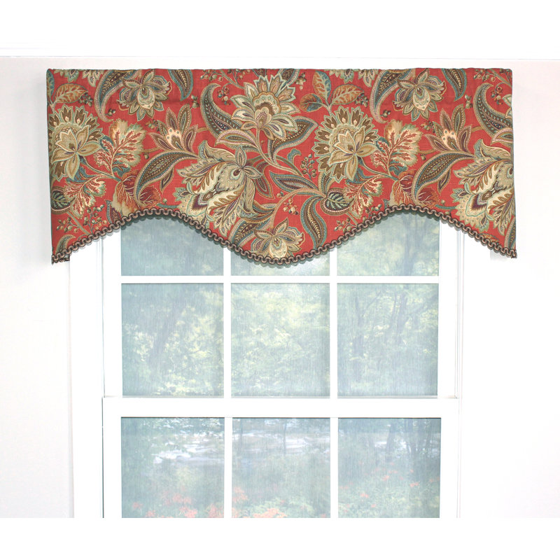 Valdosta Cotton Blend Floral Scalloped Window Valance, Pompeii