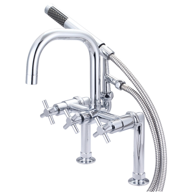 Garniture de robinet de baignoire à pattes à fixation sur le comptoir à 3 poignées aqua vintage Concord, Chrome poli