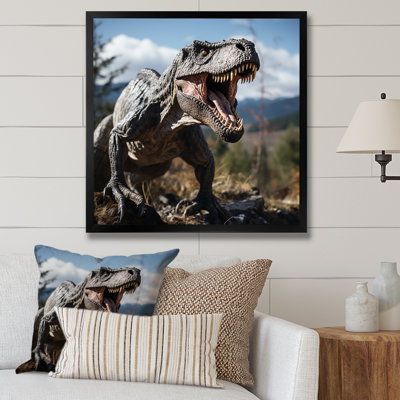 Grey And Green Dinosaur Call II - Dinosaurwall Art