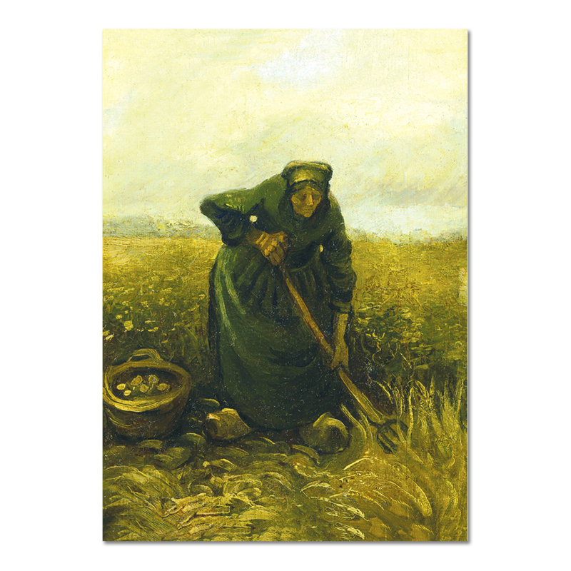 Woman Picking Potatoes by Vincent Van Gogh - No Frame Painting on Plastic / Acrylic, 95cm H x 65cm W