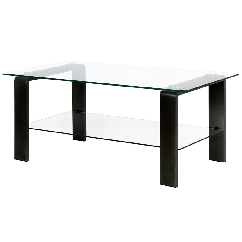 4 Legs Coffee Table with Storage, Blackened Bronze