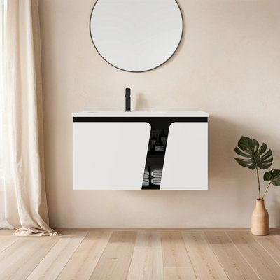 Kaetochi 35.62'' Single Bathroom Vanity with Ceramic Top