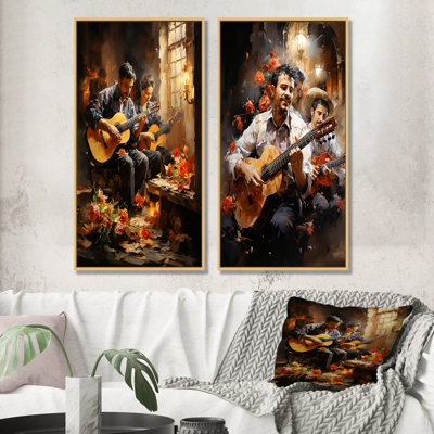Mexican Signer Mariachi Serenade - Music Canvas Art Print Set Of 2