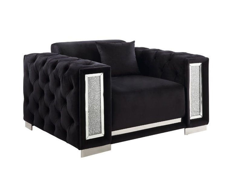 Upholstered Cotton Blend Accent Chair