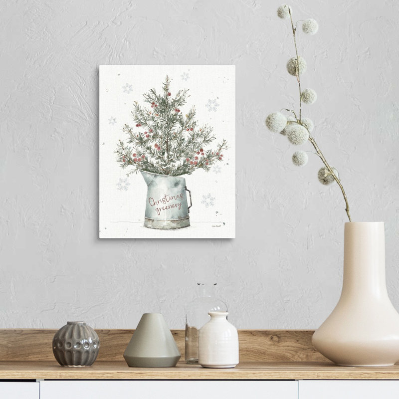 «Christmas Greenery A Christmas Weekend II Greenery» par Lisa Audit - peinture à cadre flottant sur toile, H 14 po x l 11 po