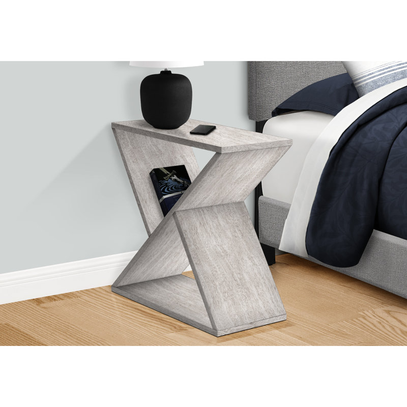 Table étroite en placage gris pour chambre à coucher, décorative et pratique haut de gamme de 24 pouces avec finition inclinée
