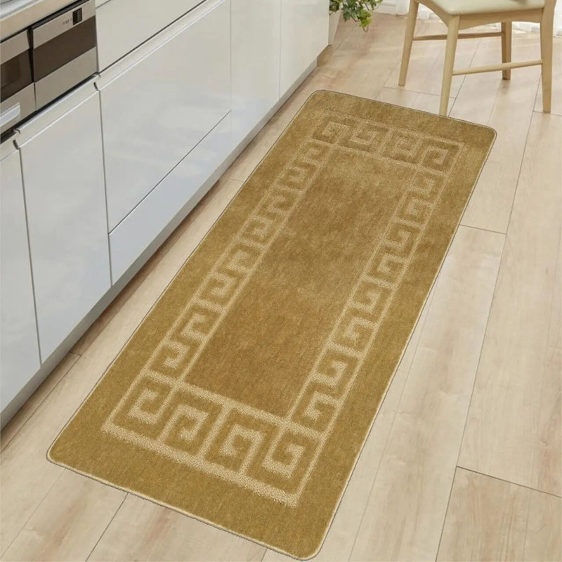 Rectangle Geometric Area Rug, Ochre, Rectangle 60 x 110 cm