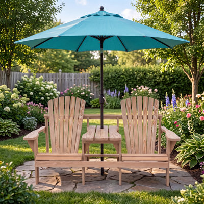  Adirondack Double Seater - Pressure Treated and cured Solid Wood with Built-In Table & 1-5/8" Umbrella Hole - Made in the USA