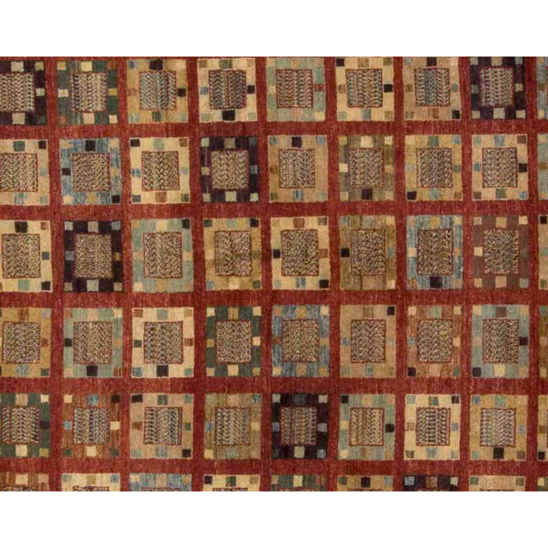 Tapis brun et vert de haute qualité noué à la main