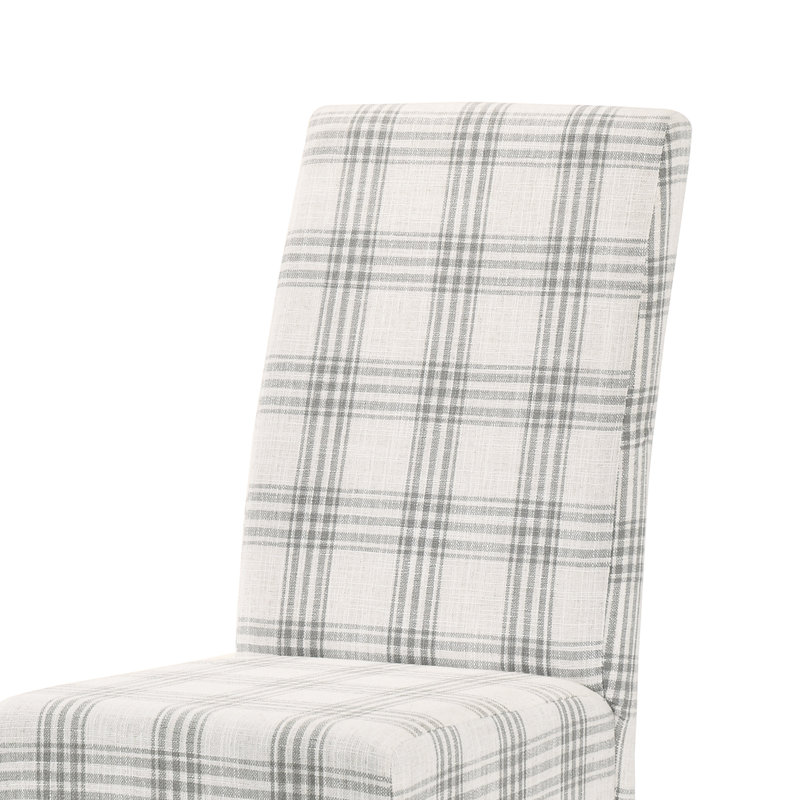Chaise Parsons rembourrée Olin, Carreauté gris / beige clair