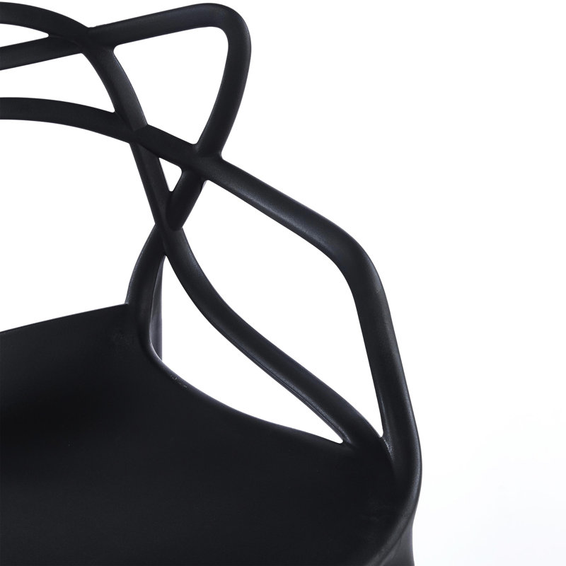 Chaise en plastique 4 pièces noir, Noir
