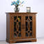 Buffet facile à assembler en chêne foncé, fabriqué en bois d'ingénierie et en verre trempé, avec design, pour le salon spacieux de la cuisine, 2 portes en verre transparent, 3 tablettes réglables en hauteur, chêne décoratif-130040435
