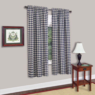 Ensemble de rideaux 63 "Souri Gingham - bleu marine