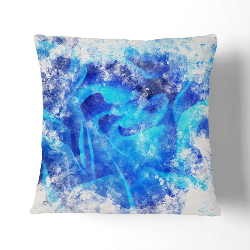 Folded Rose Petals in Blue Cushion with Filling, 55cm H x 55cm W x 20cm D