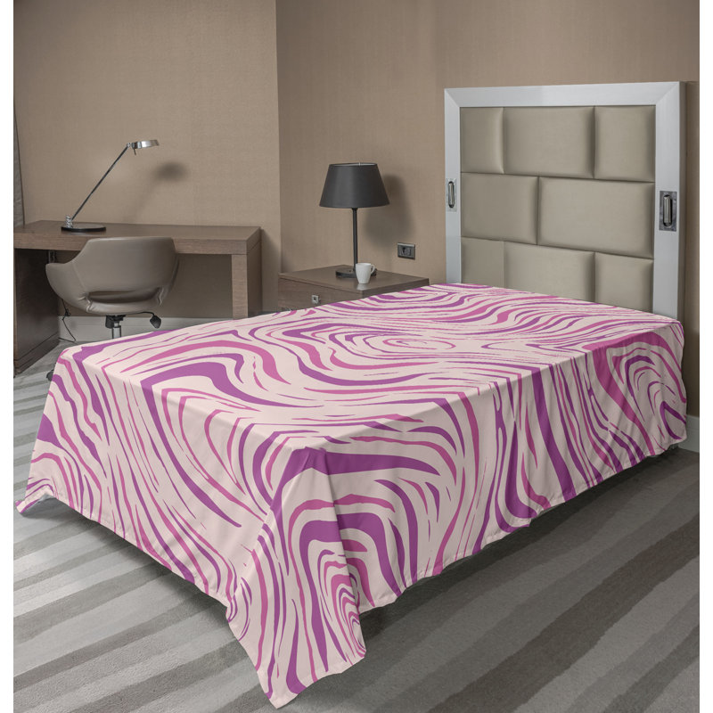 Drap plat moderne de style bohème Ambesonne, Drap plat pour lit simple TG, Rose pastel / motif abstrait rosé 2