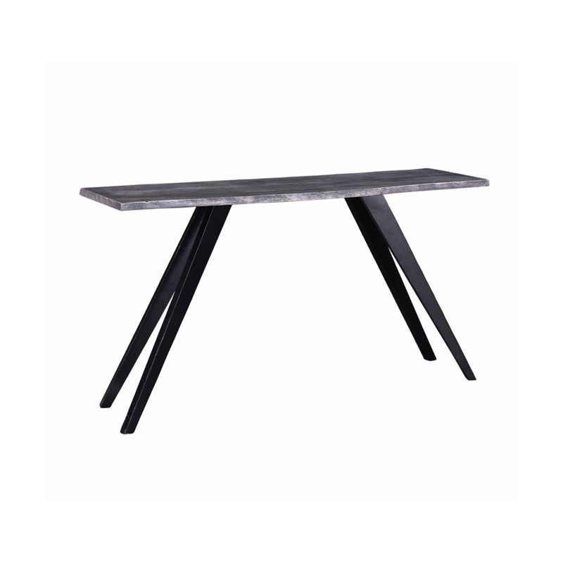 Console de style industriel de 60 po en bois d'acacia et en métal, table d'appoint avec pieds en angle