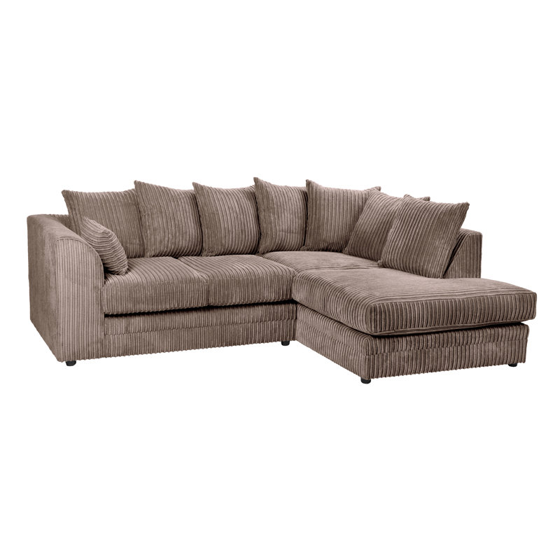 Moana 3 - Piece Upholstered Corner Sofa Chaise with Ottoman, Right Hand Facing, Chocolate