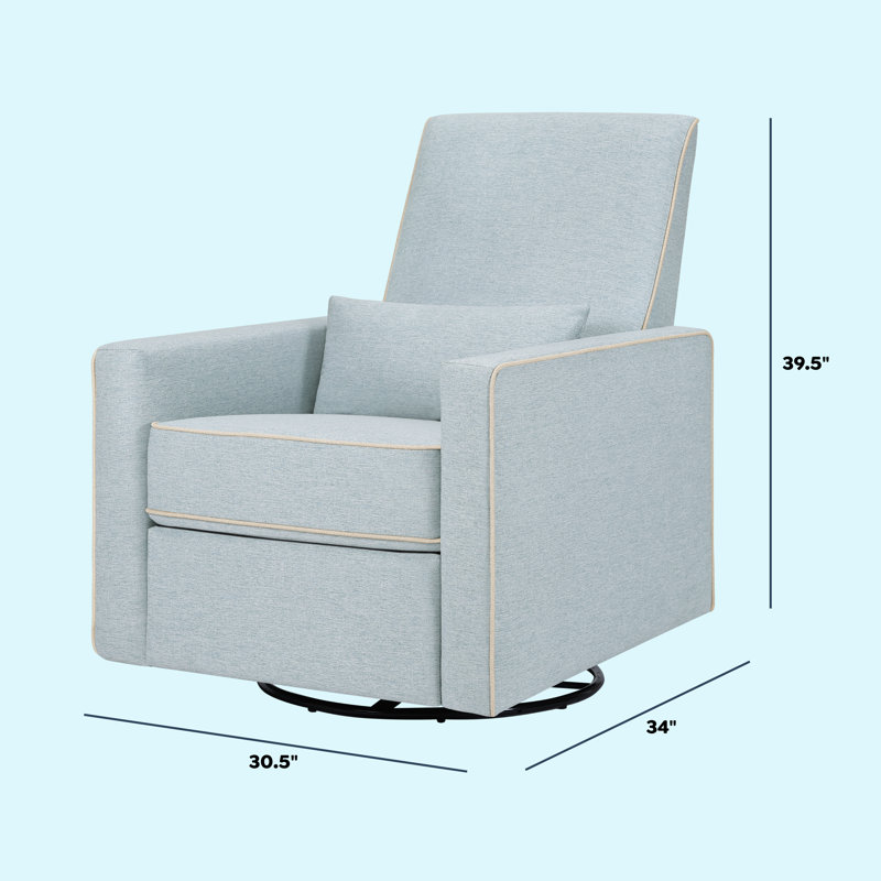 Heathered Blue Swivel Recliner with Cream Piping