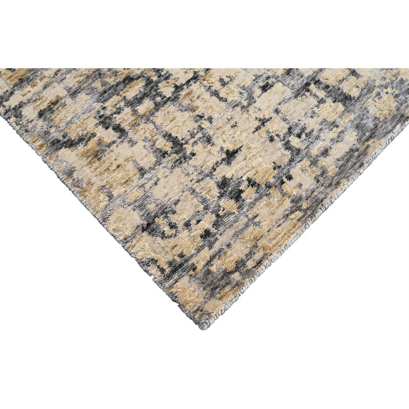 Area Rug in Beige/Gold/Gray, Rectangle 9' x 12'