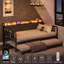 Lit de jour simple avec couchette et lumière DEL, tête de lit tapissier avec station de charge, canapé-lit pour salon, chambre à coucher, noir
