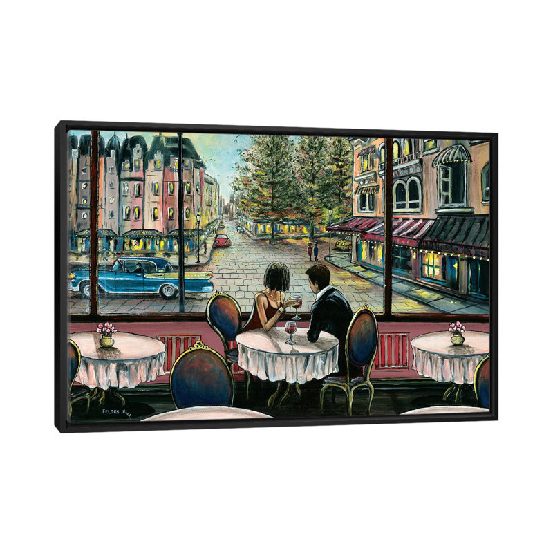 European Café by ColorByFeliks - Print on Canvas, 152.5 cm H x 101.5 cm W, Black Framed