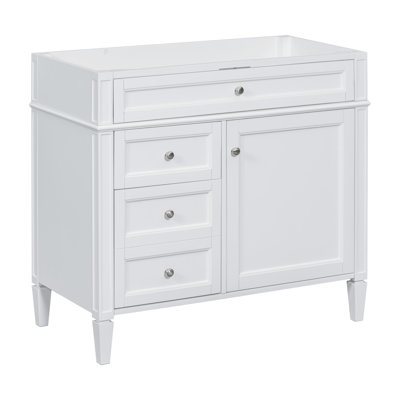 Meuble-lavabo de 36 po sans lavabo supérieur, armoire de rangement moderne avec 2 tiroirs et un tiroir rabattable, structure en bois massif