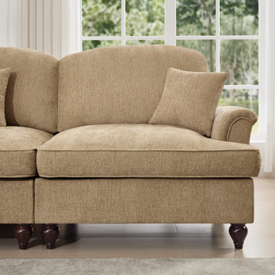 Comfortable 3-seater Sofa With Chenille Fabric And Mid-century Design, Perfect For Living Room Elegance