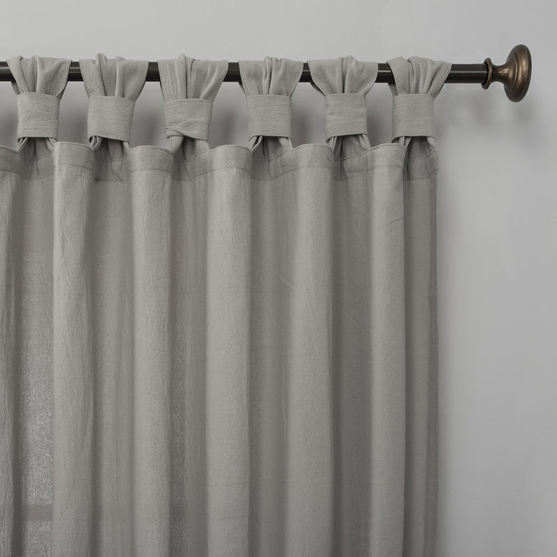 Panneau de rideau semi-transparent avec pattes en coton délavé Archaeo Sarro, L 52 po x L 63 po, Argent