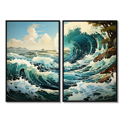 Coastalwaves Waves Of Wonder I - ensemble d'art mural nautique de 2