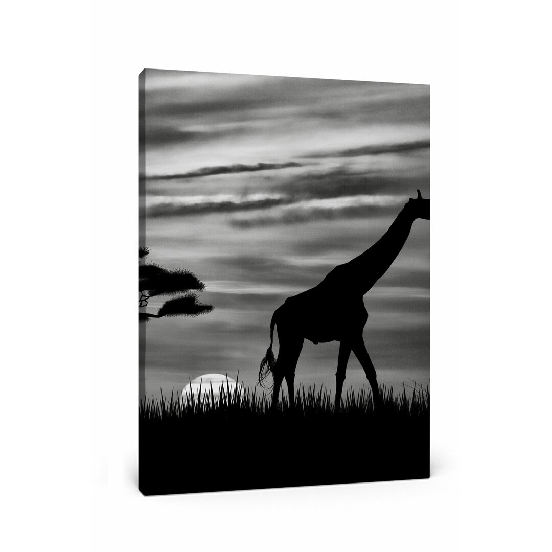 Leinwandbild Giraffe im Sonnenuntergang