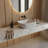 19" White Marble Rectangular Ceramic Vessel Sink, Modern Above Counter Bathroom Basin