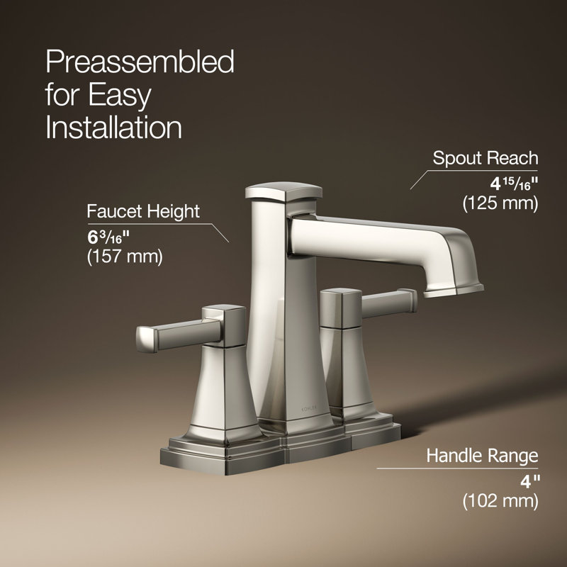 Riff Centerset Bathroom Sink Faucet, 1.2 GPM, Polished Nickel