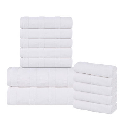 Oilton 12-Piece Ribbed Cotton Bath Towel Set