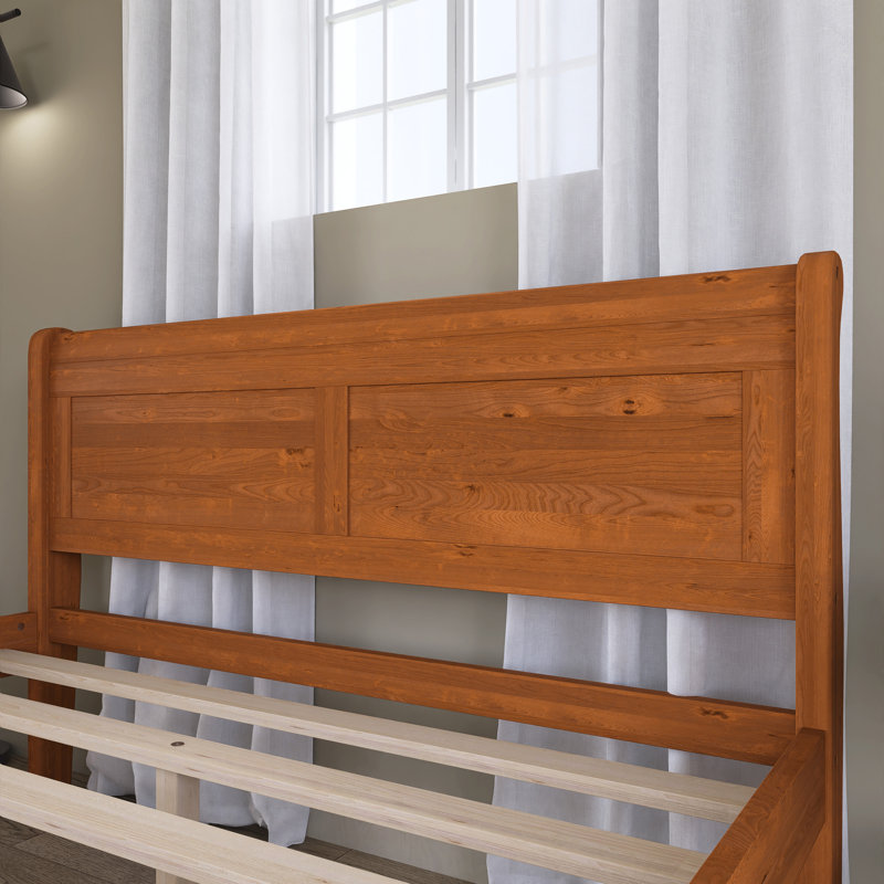 Lit plateforme en bois avec tête de lit, Lit double , Chêne