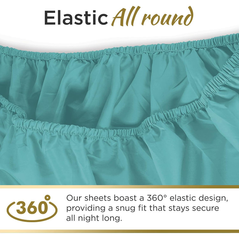 Ensemble de draps 100% coton jersey - Doux et confortable - Poche, Bleu aqua