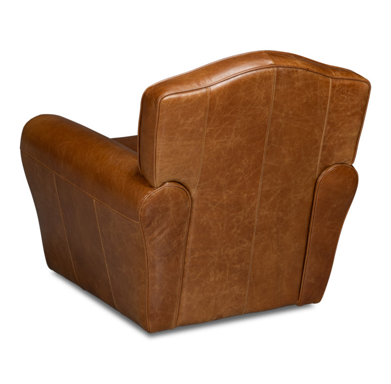Elite Swivel Armchair, Brown Genuine Leather