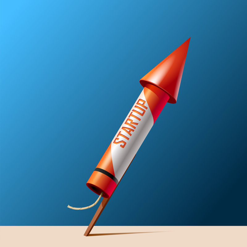 Startup Project Concept, Firework Rocket - Wrapped Canvas Print, 122cm H x 122cm W x 3.8cm D